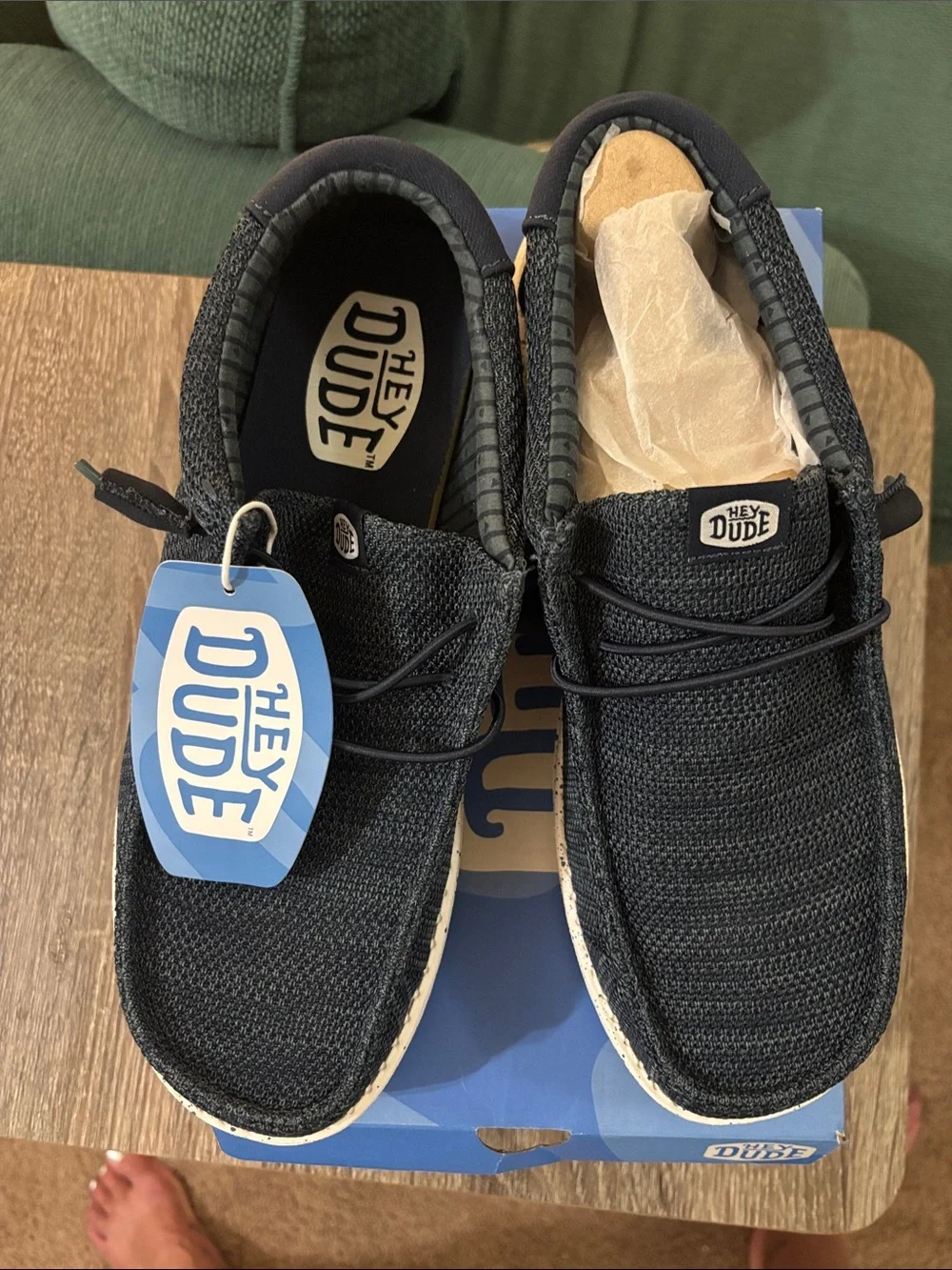 Hey Dude Men’s Wally Stretch Sox Navy size 10